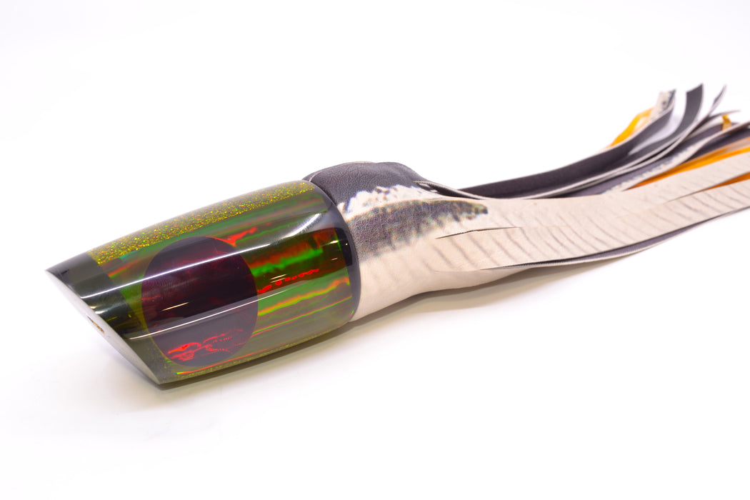 Koya Lures Smoke Rainbow Red Eyes Straight Runner 12" 8.3oz ALV Vinyl Black Ballyhoo