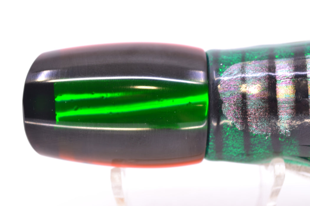 Marlin Magic Lures "Rasta" Awabi Green-Red Back Baby Ruckus 10" 6.5oz Skirted Green Aurora