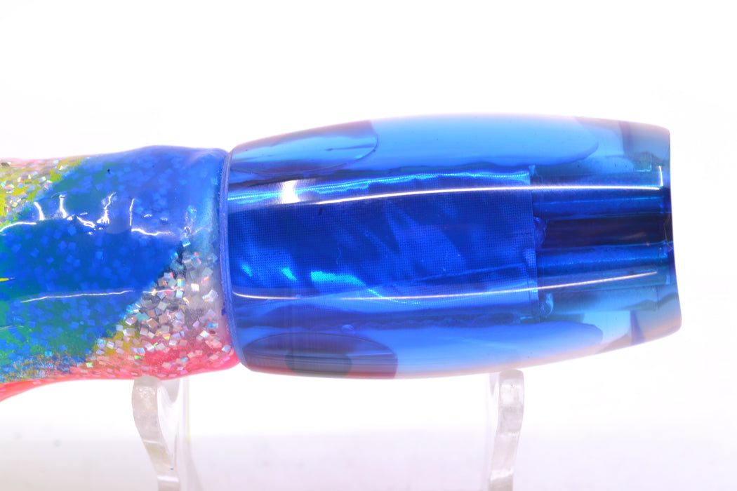 Coggin Lures White MOP Blue-Pink Back 4-Hole Kilauea Tado Scoop 9" 6oz Skirted Blue Bars