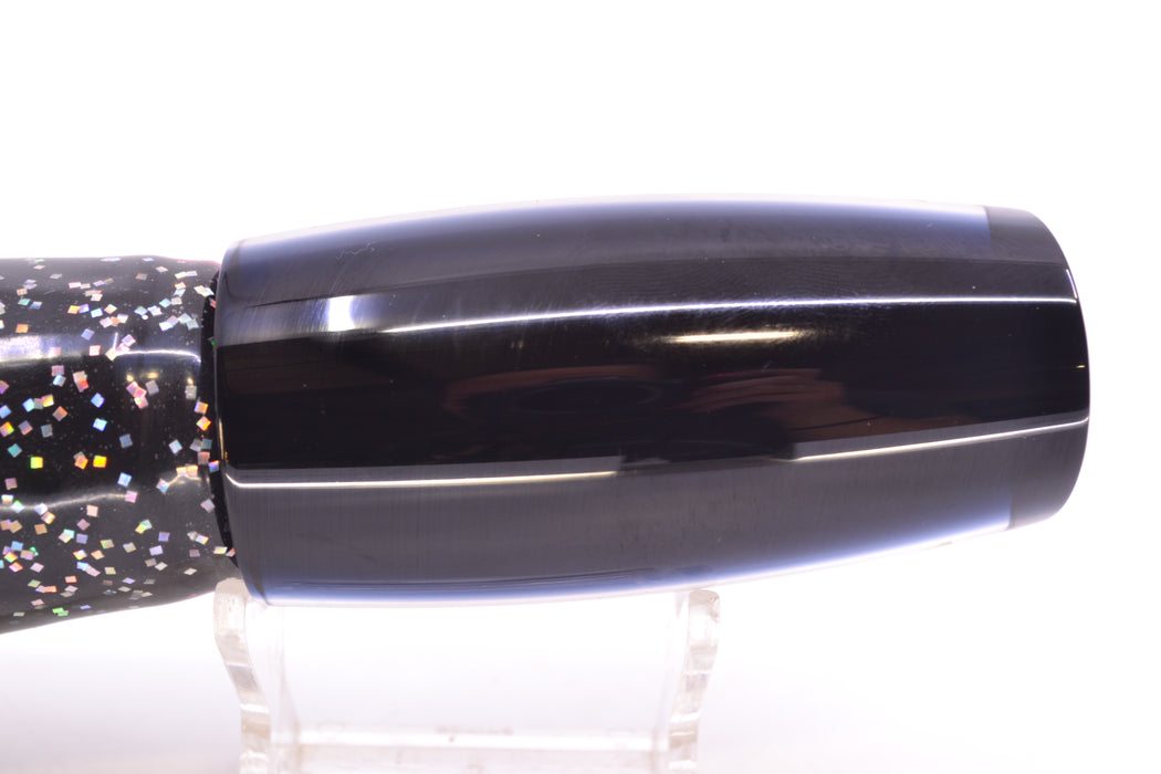Moyes Lures Black Pearl Black Back Red Eyes Medium Plunger 12" 7.5oz Skirted Black
