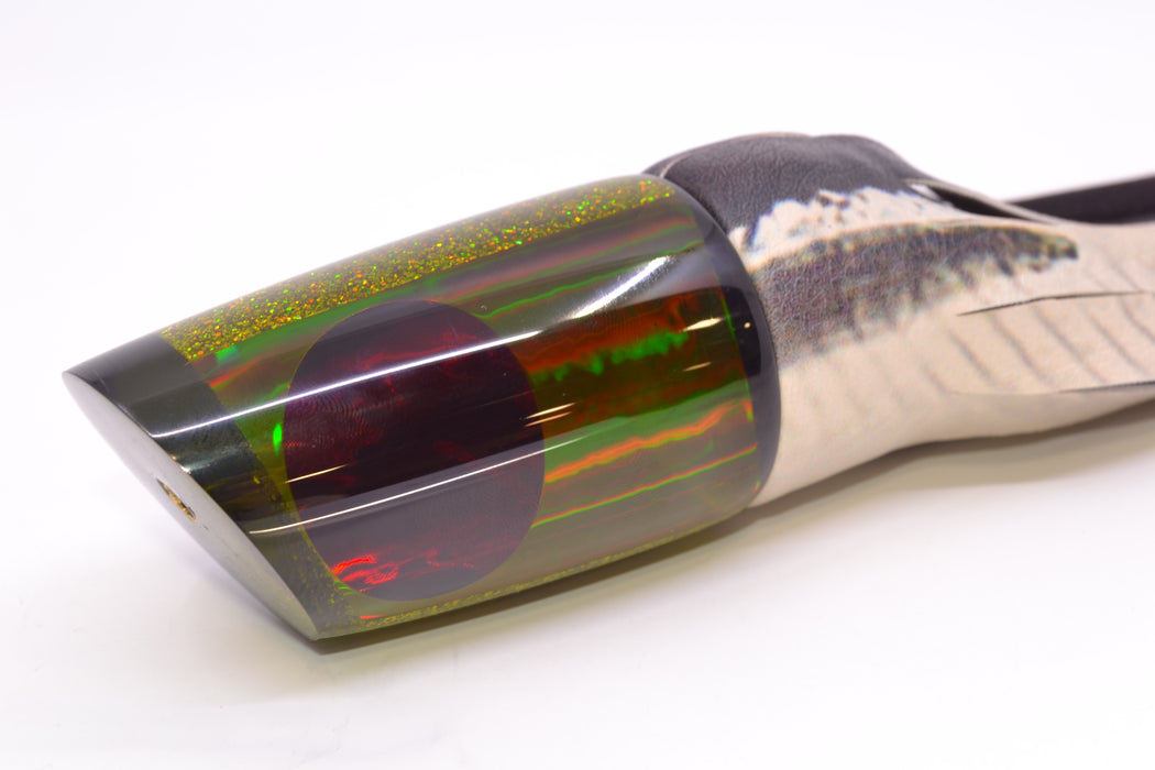 Koya Lures Smoke Rainbow Red Eyes Straight Runner 12" 8.3oz ALV Vinyl Black Ballyhoo