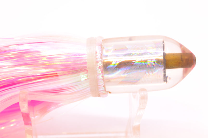 Joe Yee Lures by KEGZ Silver Rainbow Pearl Dum Dum Bullet 7" 2.5oz Strobez White/Pink