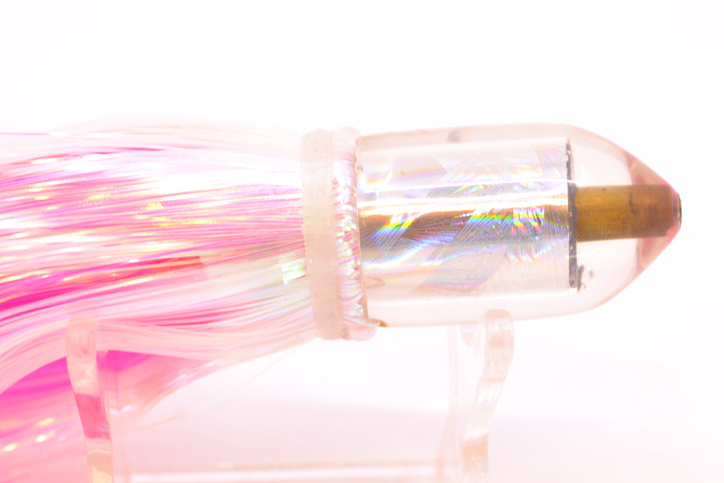 Joe Yee Lures by KEGZ Silver Rainbow Pearl Dum Dum Bullet 7" 2.5oz Strobez White/Pink