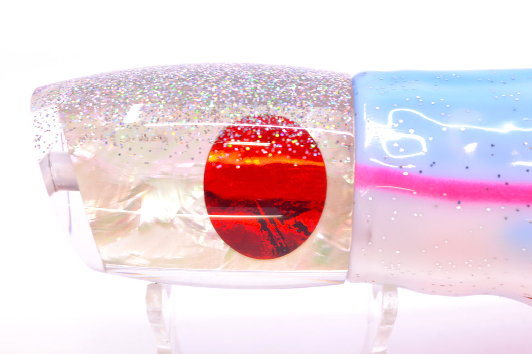 TANTRUM Lures White MOP Silver Back Red Eyes Large Bandit 12" 10oz Skirted Blue Salmon GZE