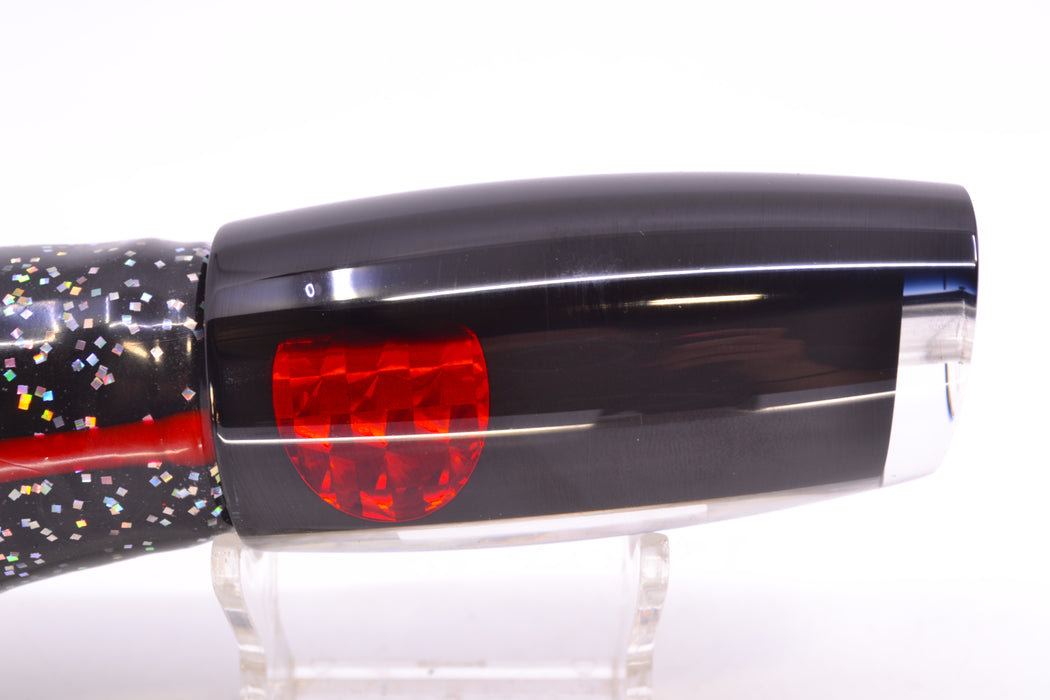 Moyes Lures Black Pearl Black Back Red Eyes Medium Plunger 12" 7.5oz Skirted Black