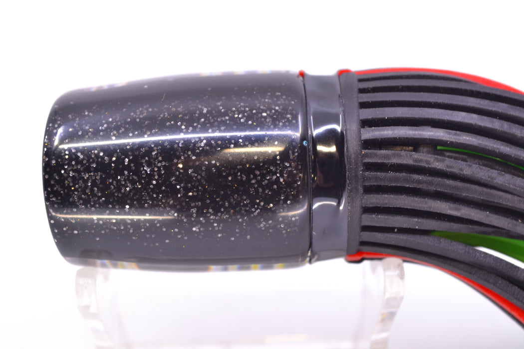 Amaral Lures Black Pearl Rainbow Scale Chartreuse Stripes Black Back Krait 10" 3.5oz