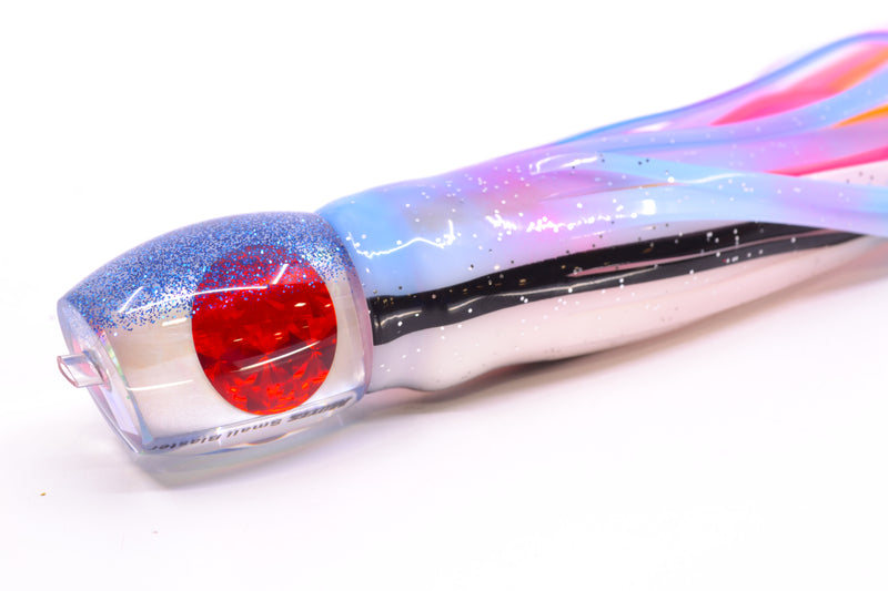 Moyes Lures White MOP Blue Glitter Back NEW Small Blaster 9" 4.5oz Skirted Gay Bob