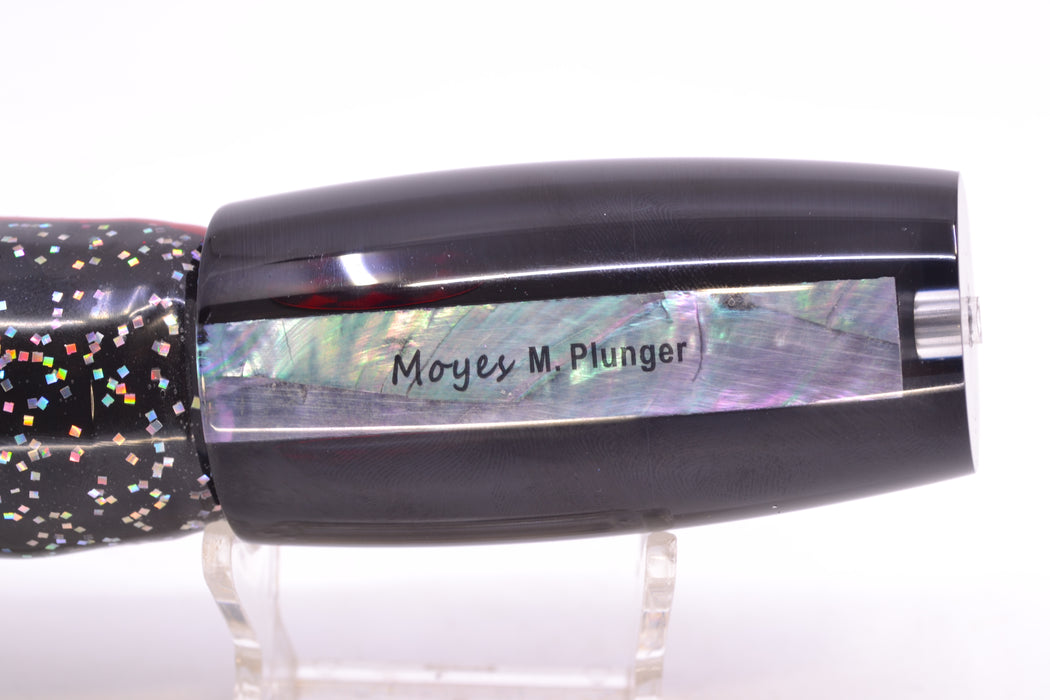 Moyes Lures Black Pearl Black Back Red Eyes Medium Plunger 12" 7.5oz Skirted Black