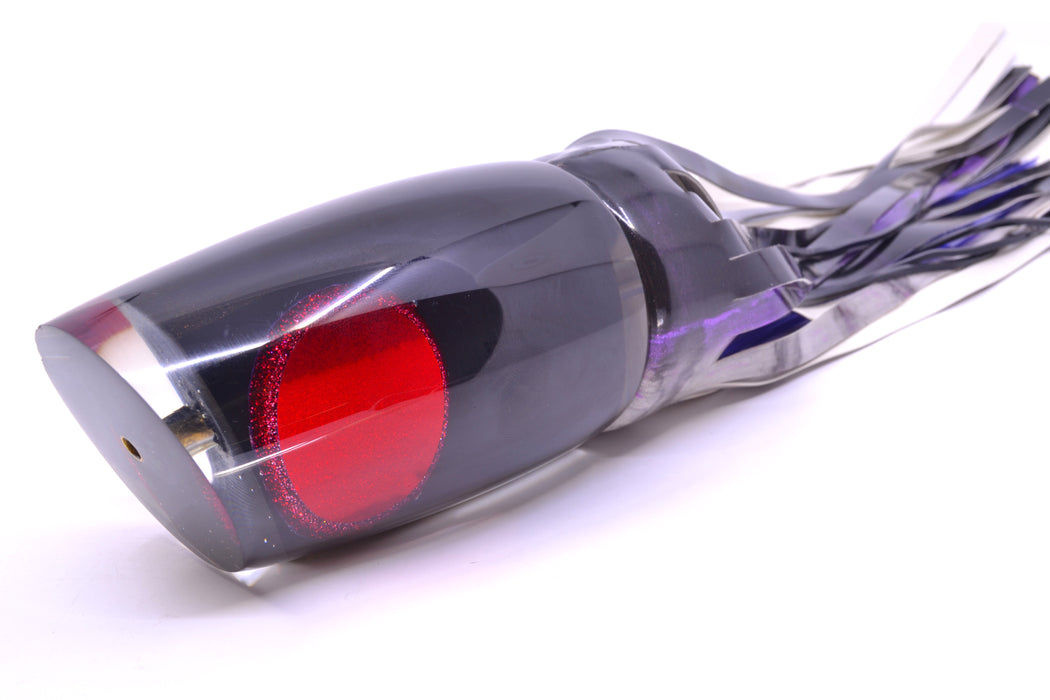 Koya Lures Black Pearl Red Eyes XL Poi Dog Teaser 26.5oz Fire Tailz Vinyl Purple Drip *MINOR CHIP*