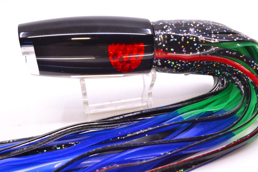 Moyes Lures Black Pearl Black Back Red Eyes Medium Plunger 12" 7.5oz Skirted Black