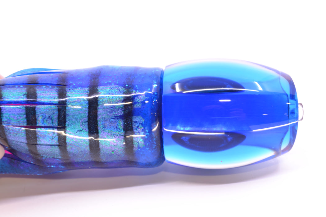 Moyes Lures White MOP Blue Back NEW Small Blaster 9" 4.5oz Skirted Blue Aurora