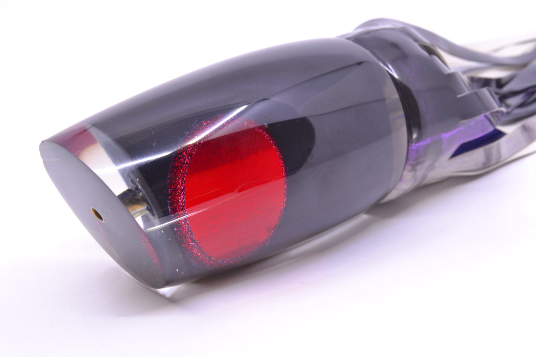 Koya Lures Black Pearl Red Eyes XL Poi Dog Teaser 26.5oz Fire Tailz Vinyl Purple Drip *MINOR CHIP*