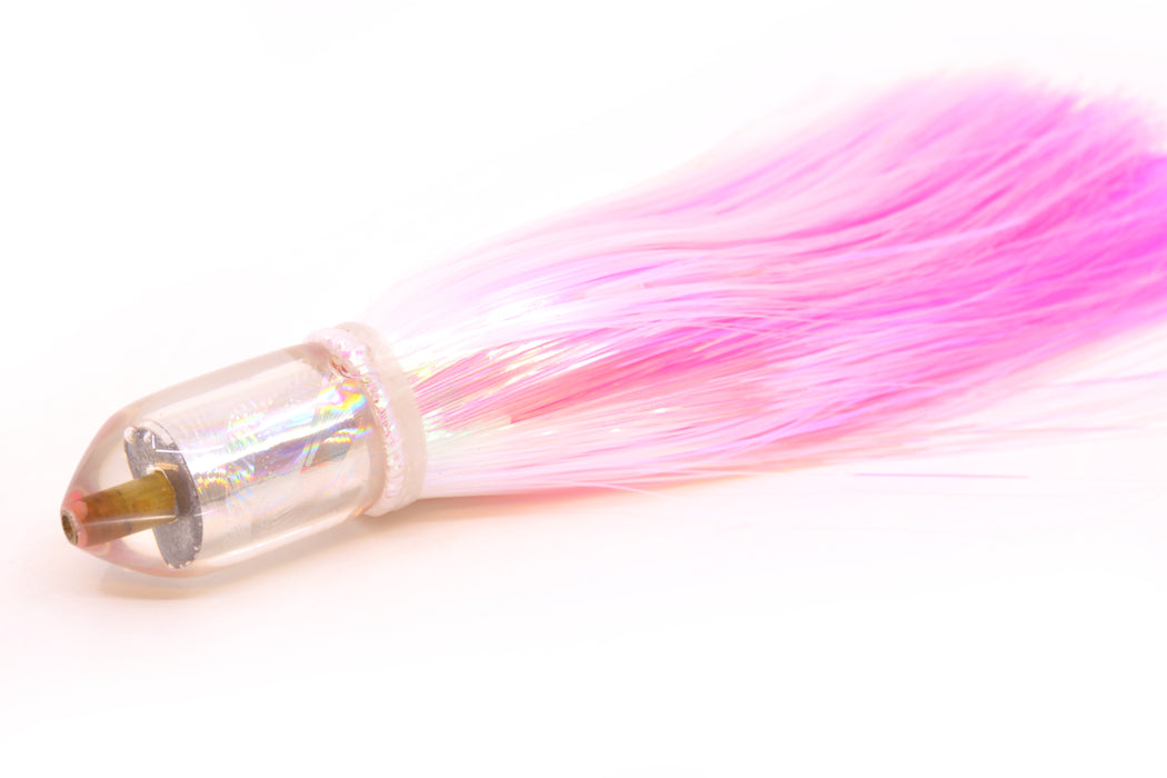 Joe Yee Lures by KEGZ Silver Rainbow Pearl Dum Dum Bullet 7" 2.5oz Strobez White/Pink