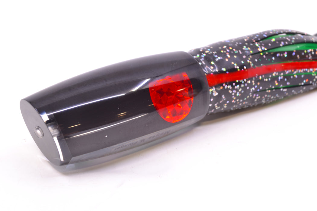 Moyes Lures Black Pearl Black Back Red Eyes Medium Plunger 12" 7.5oz Skirted Black