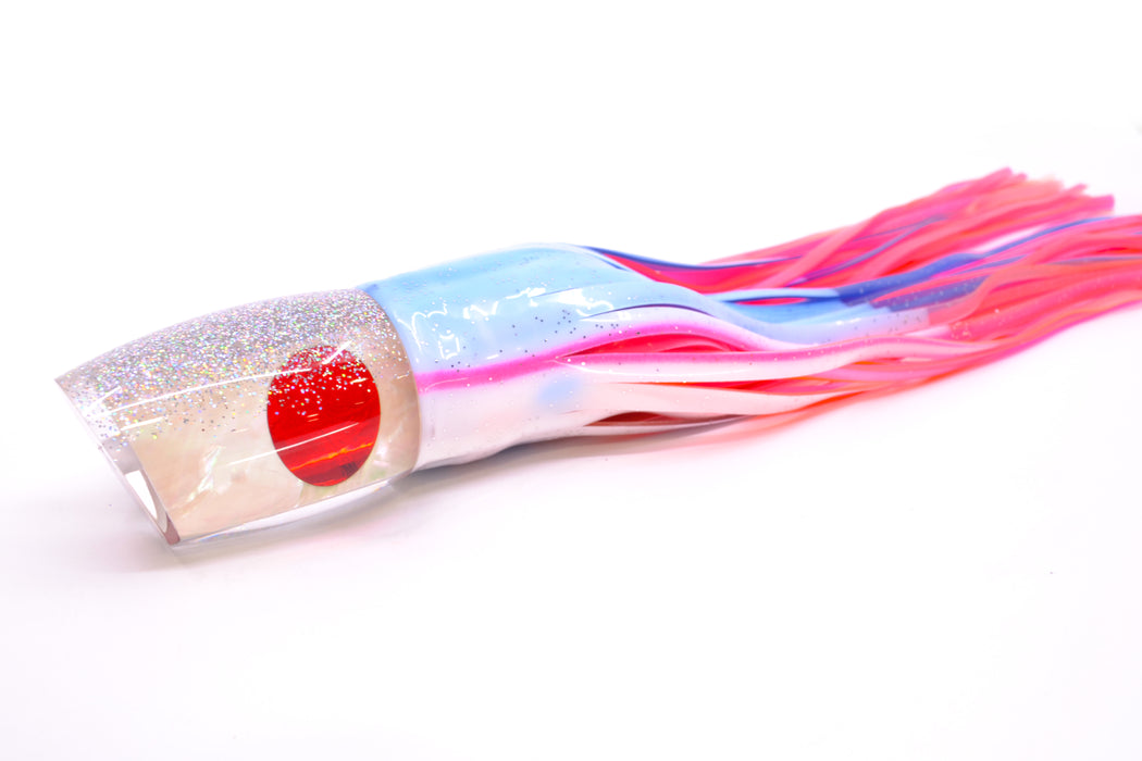 TANTRUM Lures White MOP Silver Back Red Eyes Large Bandit 12" 10oz Skirted Blue Salmon GZE