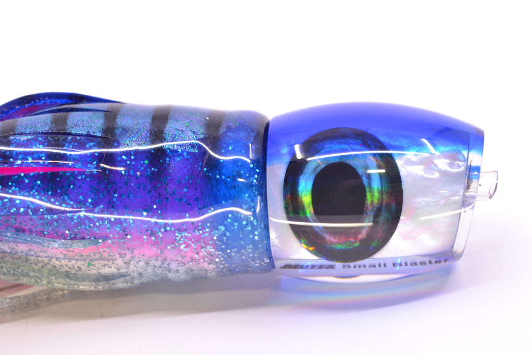 Moyes Lures White MOP Blue Back NEW Small Blaster 9" 4.5oz Skirted Blue Aurora