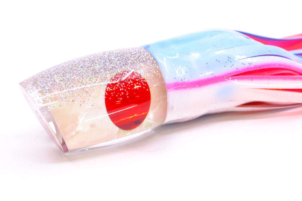 TANTRUM Lures White MOP Silver Back Red Eyes Large Bandit 12" 10oz Skirted Blue Salmon GZE