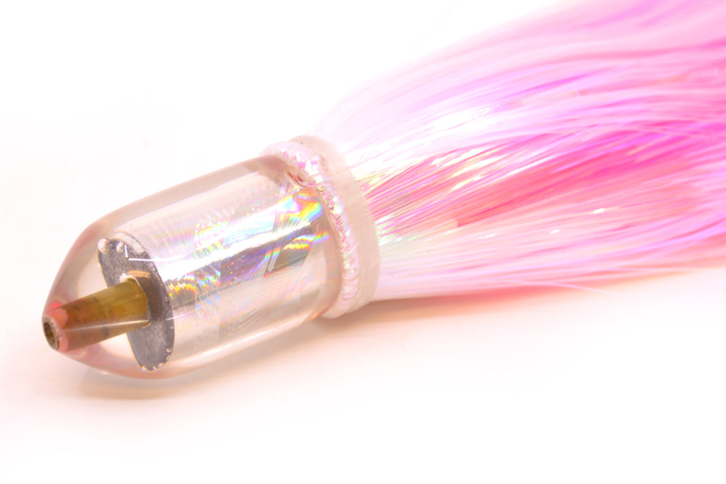 Joe Yee Lures by KEGZ Silver Rainbow Pearl Dum Dum Bullet 7" 2.5oz Strobez White/Pink