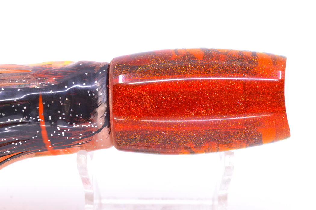 Coggin Lures Fire Dichro Orange Back 4-Hole Kilauea Tado Scoop 9" 6oz Skirted