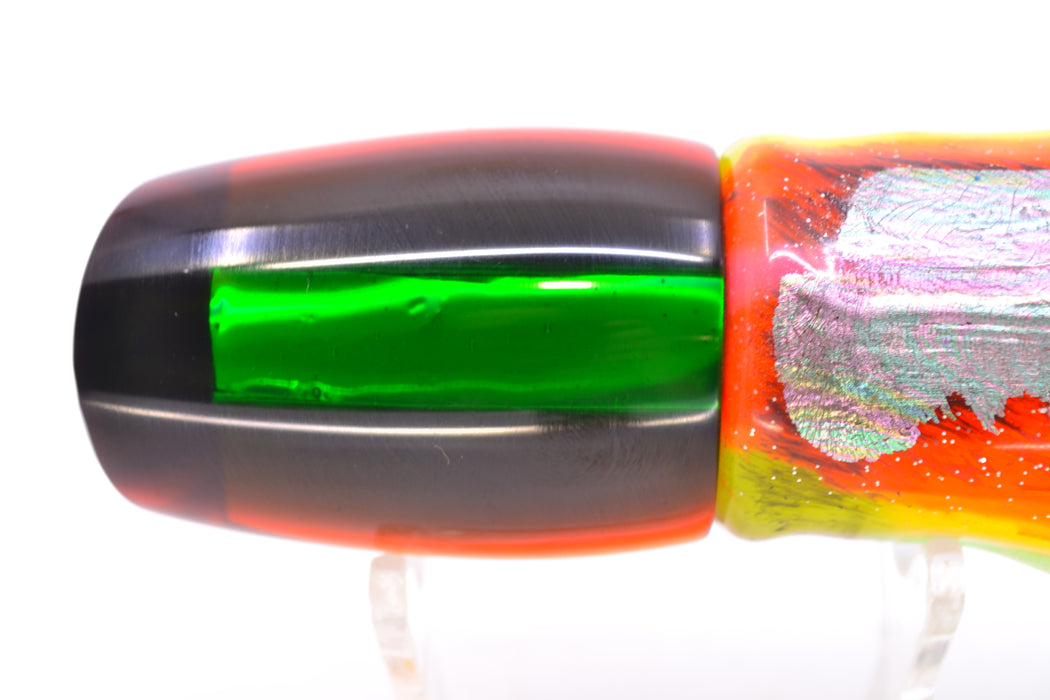 Marlin Magic Lures "Rasta" Awabi Green-Red Back Baby Ruckus 10" 6.5oz Skirted Kajiki
