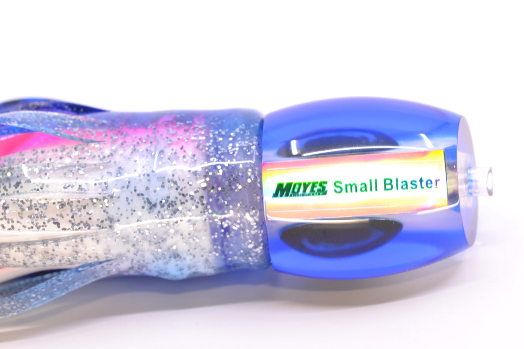 Moyes Lures White MOP Blue Back NEW Small Blaster 9" 4.5oz Skirted Blue Aurora