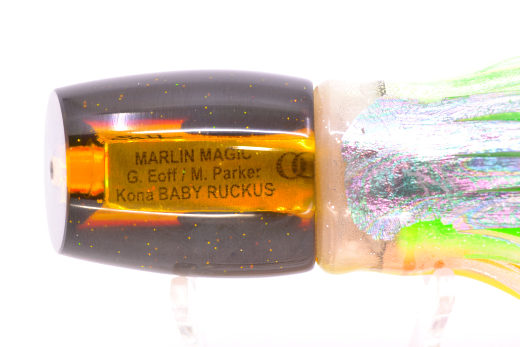 Marlin Magic Lures "Rasta" Awabi Green-Red Back Baby Ruckus 10" 6.5oz Skirted Kajiki