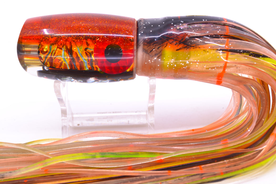 Coggin Lures Fire Dichro Orange Back 4-Hole Kilauea Tado Scoop 9" 6oz Skirted