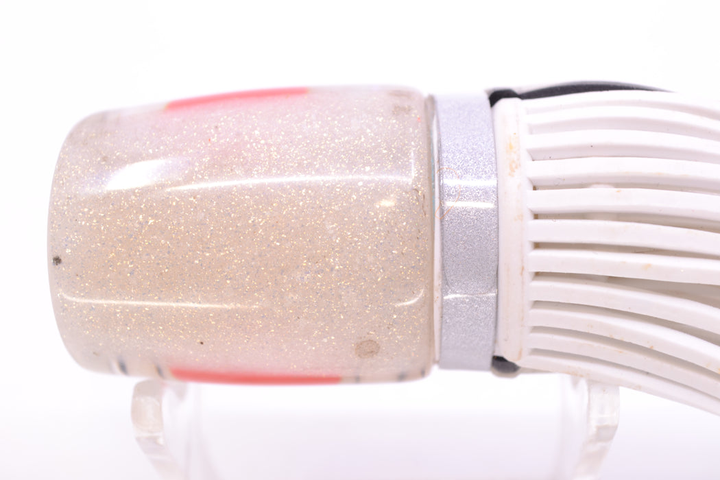 Amaral Lures White Rainbow Pearl Black Stripes White Back Krait 10" 3.5oz White-Black-Clear