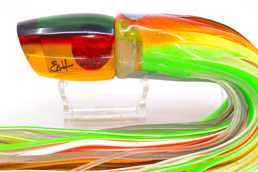 Marlin Magic Lures "Rasta" Awabi Green-Red Back Baby Ruckus 10" 6.5oz Skirted Kajiki
