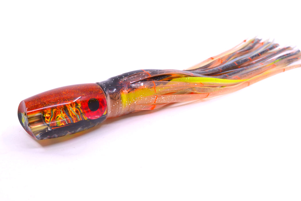 Coggin Lures Fire Dichro Orange Back 4-Hole Kilauea Tado Scoop 9" 6oz Skirted