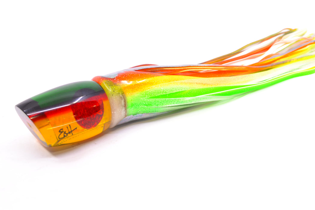 Marlin Magic Lures "Rasta" Awabi Green-Red Back Baby Ruckus 10" 6.5oz Skirted Kajiki