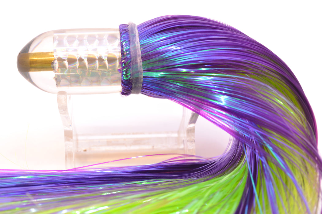 Joe Yee Lures by KEGZ Silver Rainbow Pearl Dum Dum Bullet 7" 2.5oz Strobez Purple/Green
