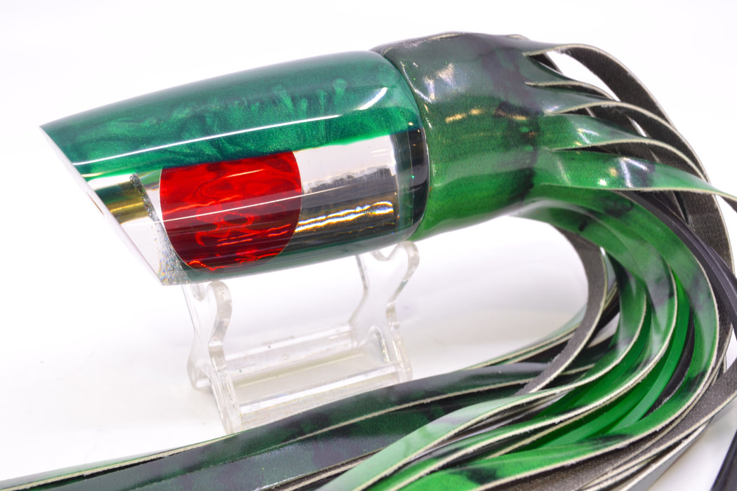 Koya Lures Clear Mirrored Green Back Straight Runner 12" 8.3oz FT Vinyl Green Tiger