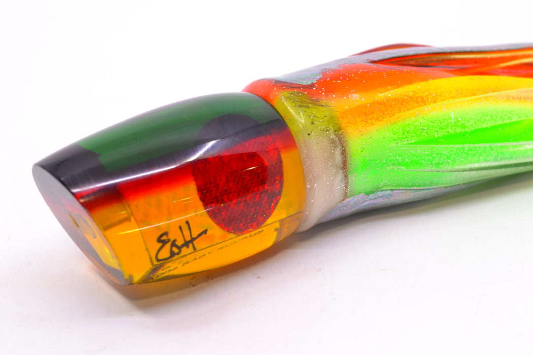 Marlin Magic Lures "Rasta" Awabi Green-Red Back Baby Ruckus 10" 6.5oz Skirted Kajiki