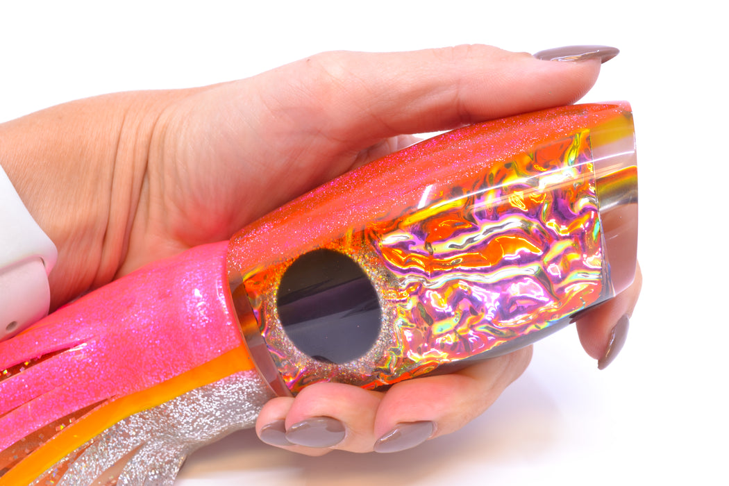 Coggin Lures Pink Dichro Pink-Yellow Back Maui Plunger 14" 13oz Skirted *The People's Pick*