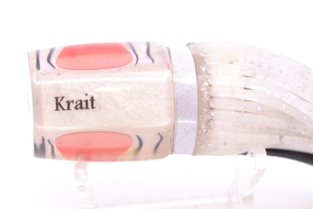 Amaral Lures White Rainbow Pearl Black Stripes White Back Krait 10" 3.5oz White-Black-Clear