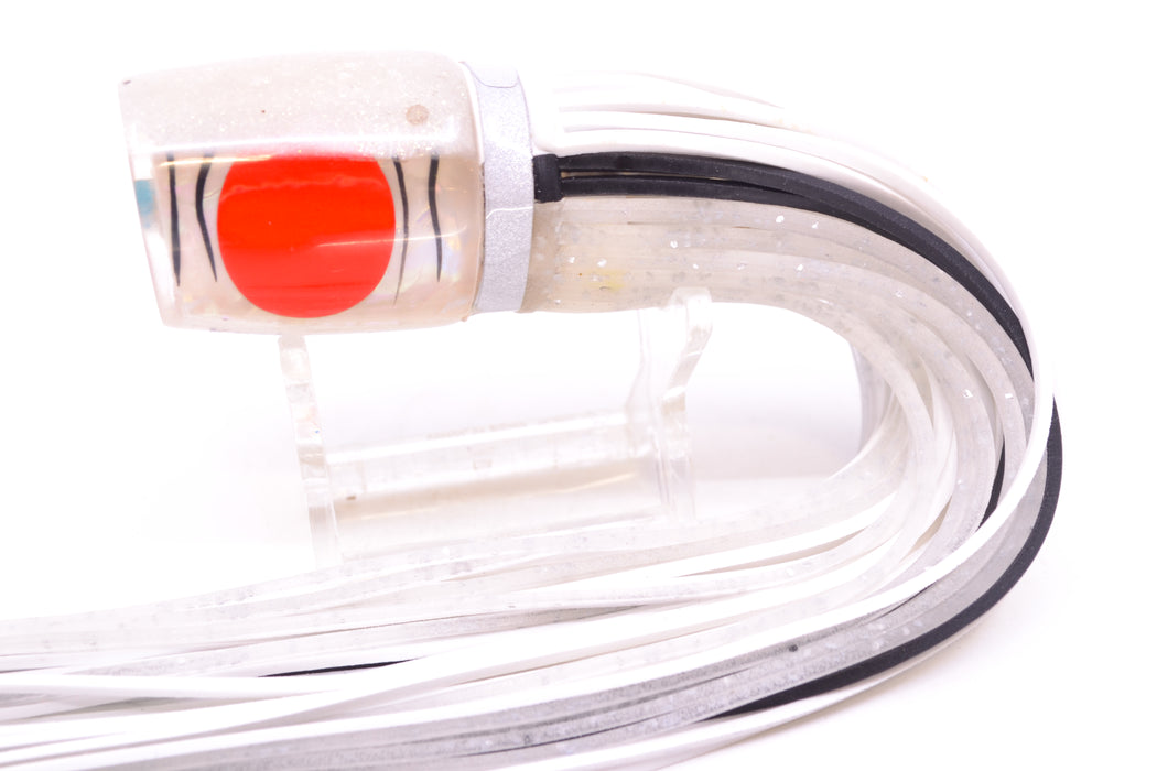 Amaral Lures White Rainbow Pearl Black Stripes White Back Krait 10" 3.5oz White-Black-Clear