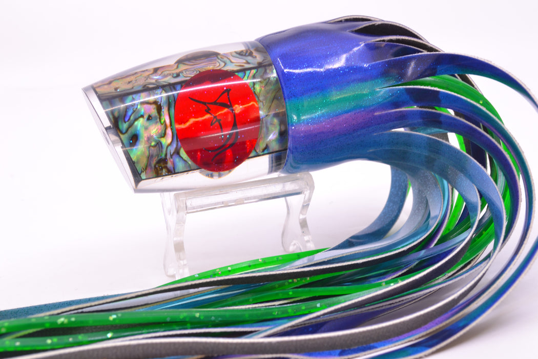 Bonze Lures Paua Shell Red Eyes Scorpion 14" 9oz Fire Tailz Vinyl Blueberry