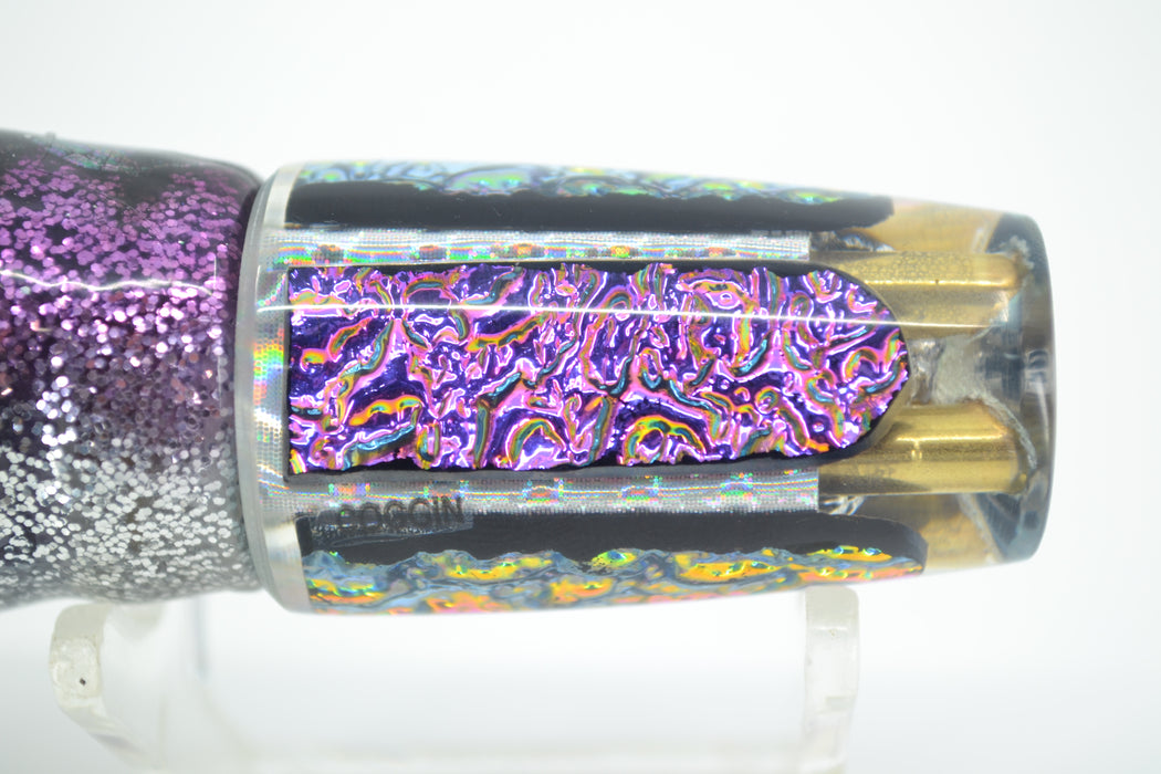 Coggin Lures Purple Dichro 4-Hole Small Slant Invert 9" 5oz Skirted Purple-Black-Silver