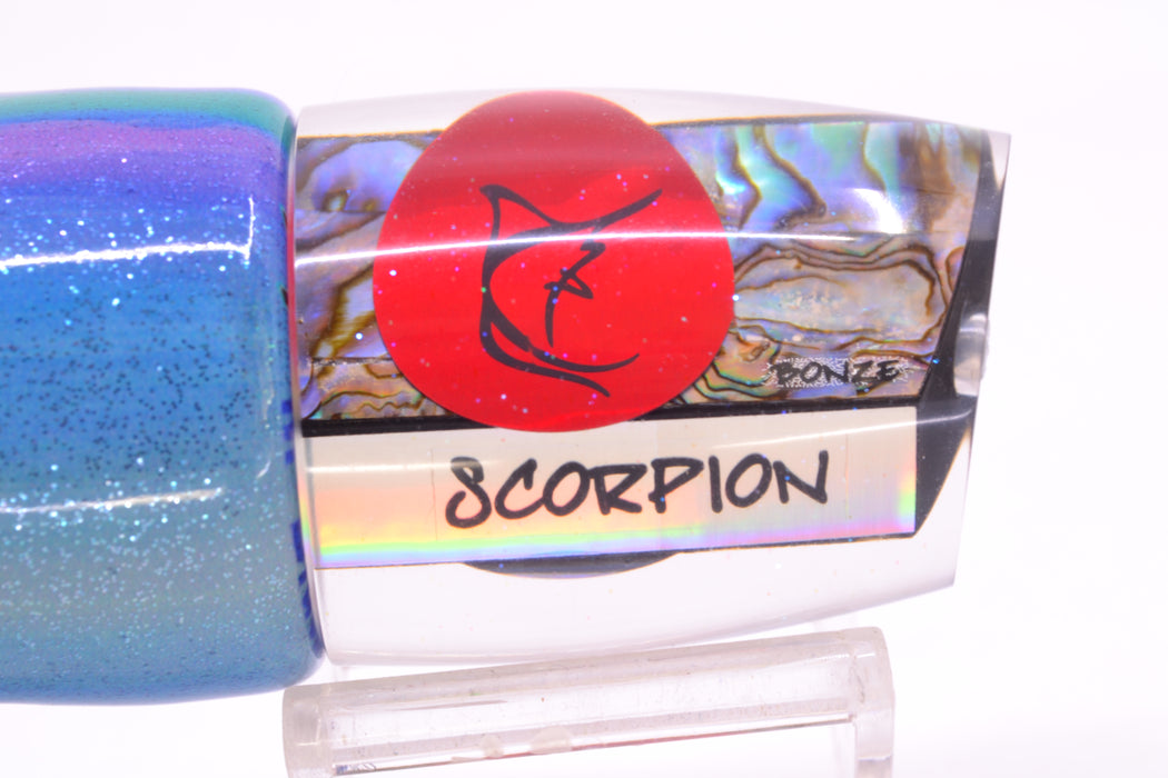 Bonze Lures Paua Shell Red Eyes Scorpion 14" 9oz Fire Tailz Vinyl Blueberry