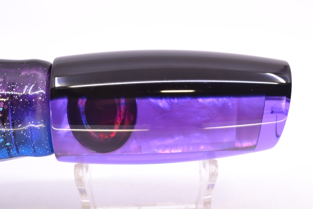 Moyes Lures Purple MOP Black Back Taxi Eyes Medium Plunger 12" 7.5oz Skirted Purple-Blue GZE
