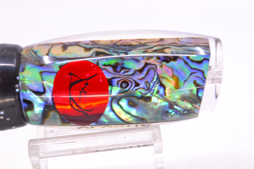 Bonze Lures Paua Shell Red Eyes Apache 9" 5.2oz Skirted Black/Green-Blue