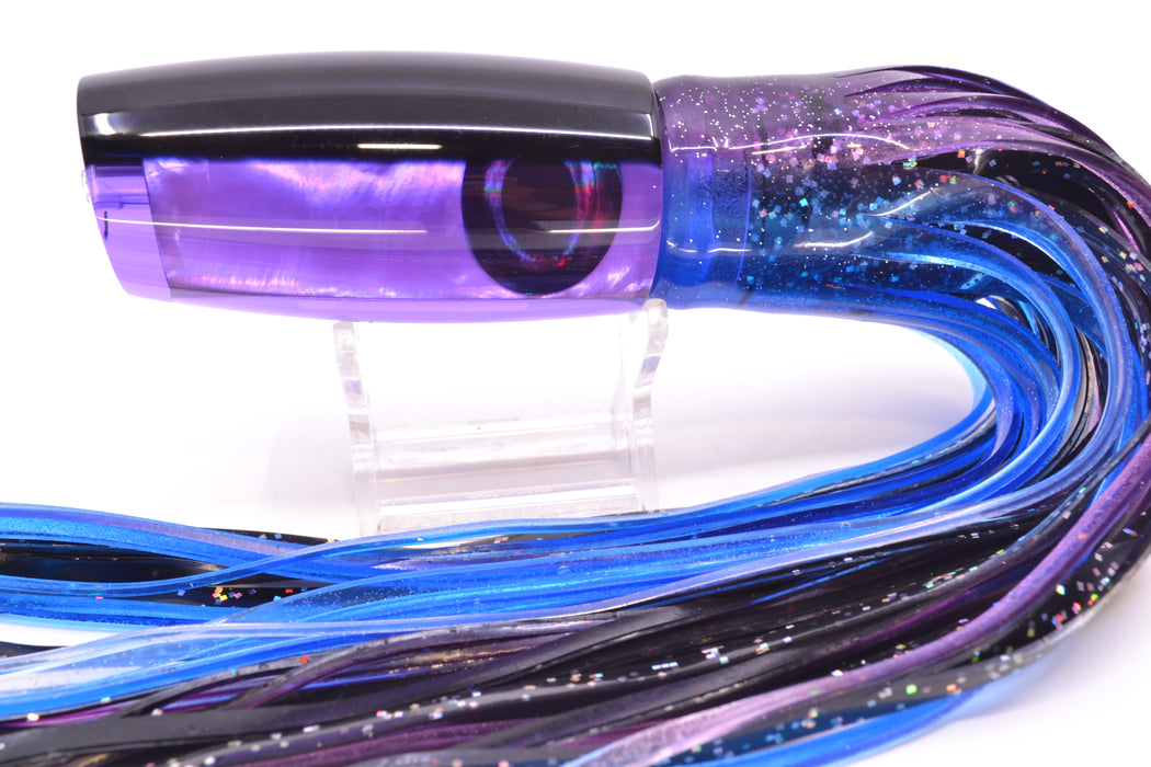 Moyes Lures Purple MOP Black Back Taxi Eyes Medium Plunger 12" 7.5oz Skirted Purple-Blue GZE
