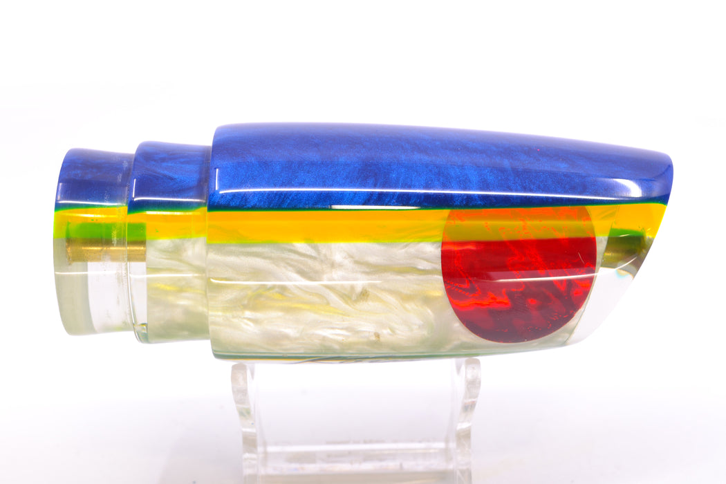 Koya Lures White Pearl Blue-Yellow Back Red Eyes Medium Poi Dog 14" 7.5oz