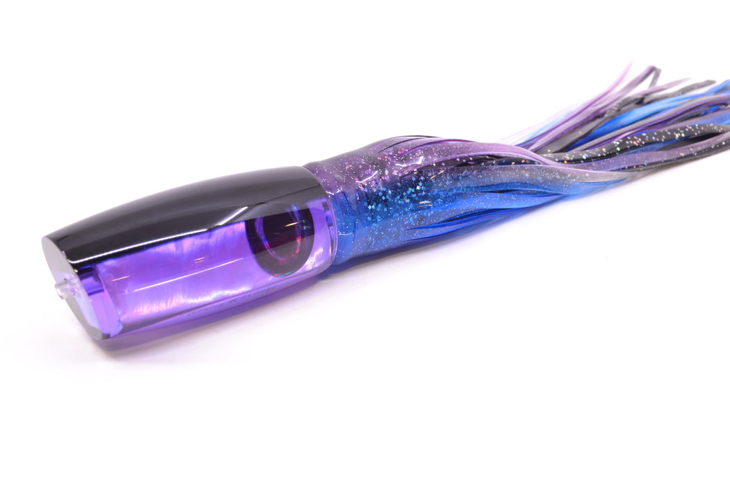 Moyes Lures Purple MOP Black Back Taxi Eyes Medium Plunger 12" 7.5oz Skirted Purple-Blue GZE