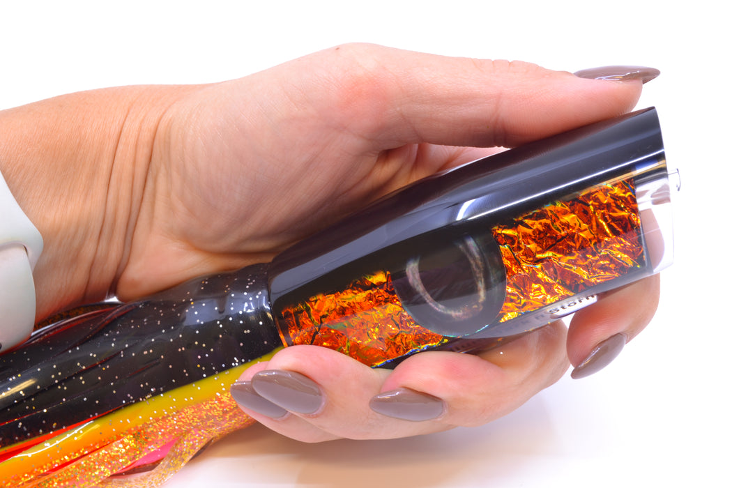 Moyes Lures Fire Dichro Black Back Medium Dark-N-Stormy 12" 8.5oz Skirted *The People's Pick*