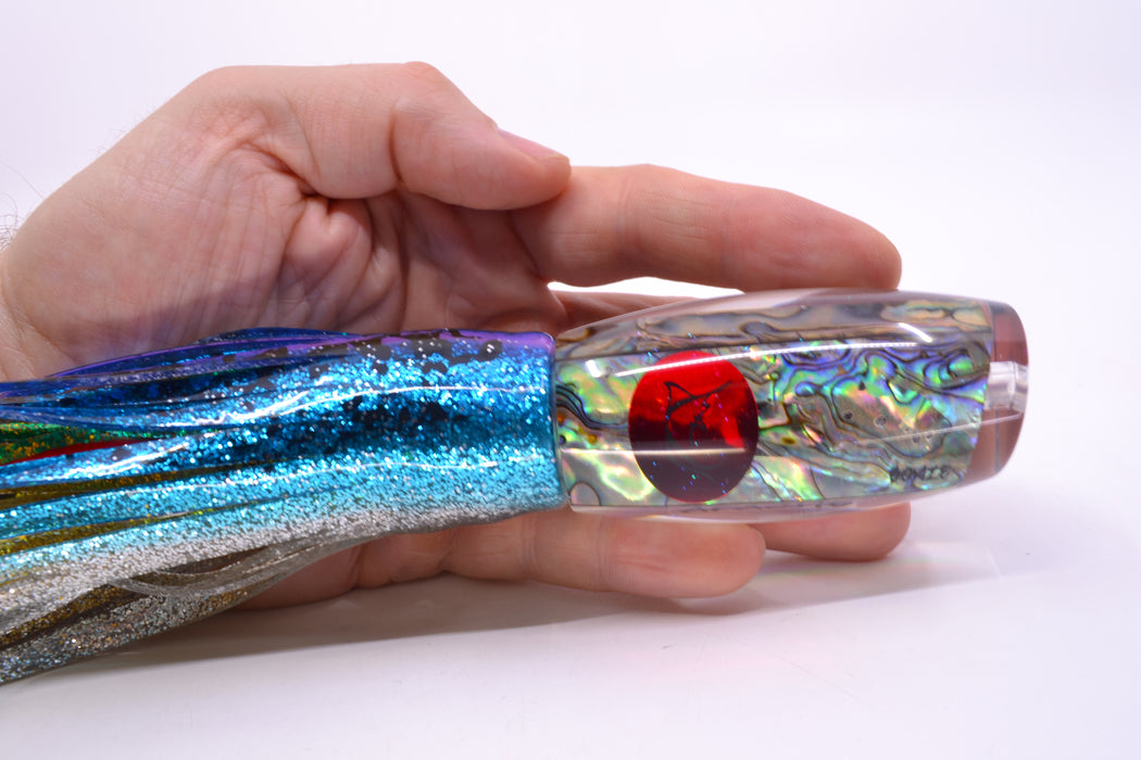Bonze Lures Paua Shell Red Eyes Apache 9" 5.2oz Skirted Blue-Silver/Green-Gold
