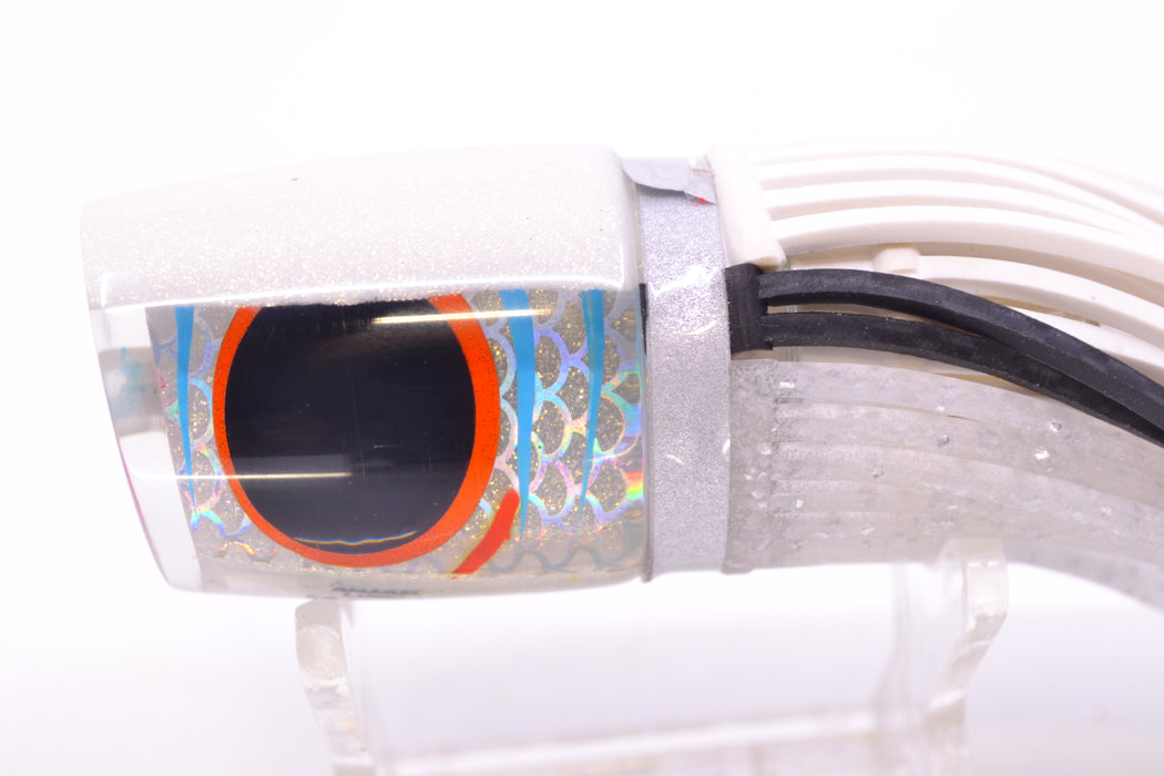 Amaral Lures Silver Pearl Rainbow Scale Ice Blue Stripes White Back Krait 10" 3.5oz