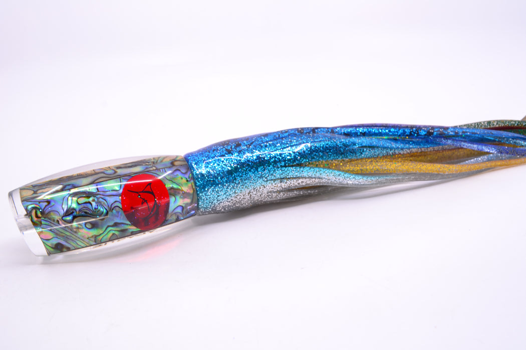 Bonze Lures Paua Shell Red Eyes Apache 9" 5.2oz Skirted Blue-Silver/Green-Gold