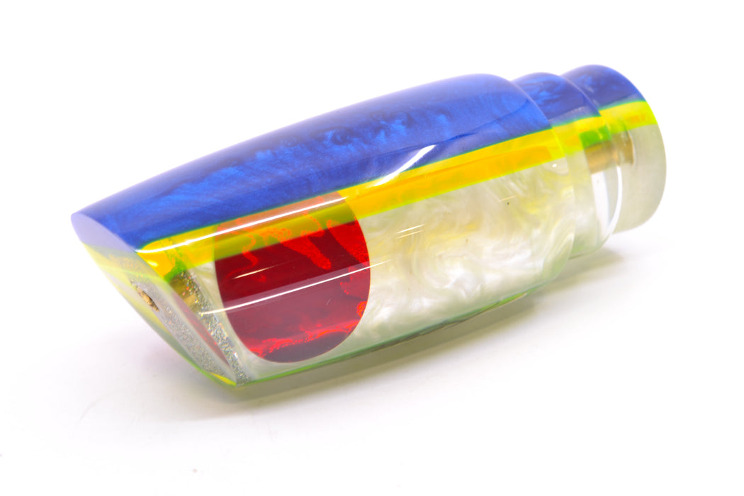 Koya Lures White Pearl Blue-Yellow Back Red Eyes Medium Poi Dog 14" 7.5oz